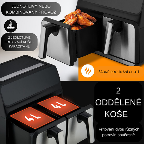 ProfiCook FR 1287 H dupla forrólevegős fritőz, 8 l