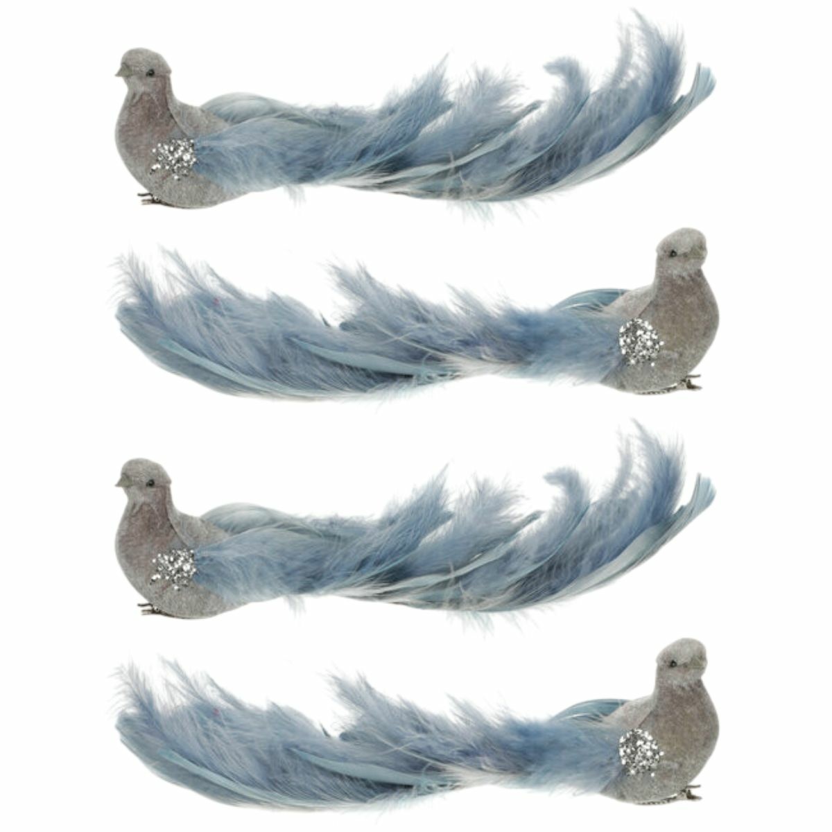 Niebieski paw z klipsem, 25 x 8 x 6 cm, komplet 4 szt.