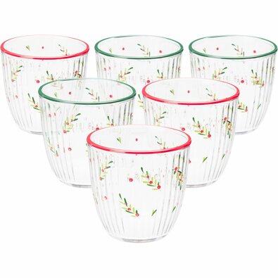 Sada 6 vánočních sklenic Xmas Leaves 295 ml