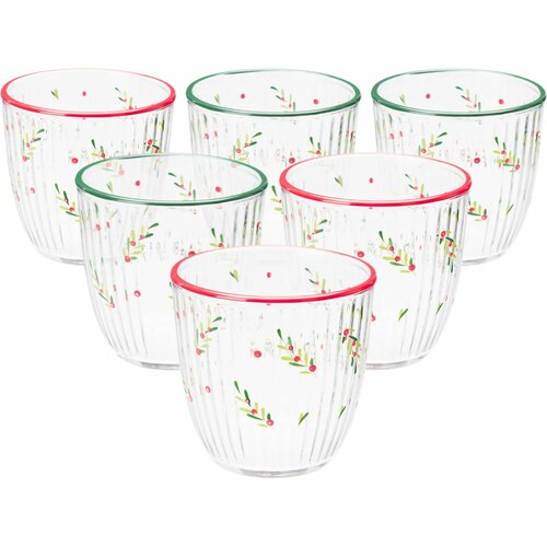 Komplet 6 božičnih kozarcev Xmas Leaves 295 ml