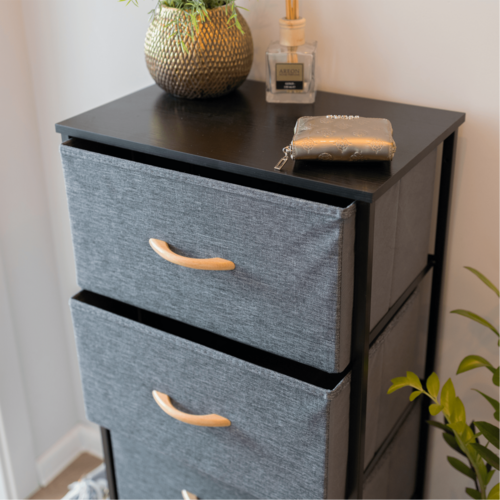 Komoda z szufladami z tkaniny PALMERA, czarny