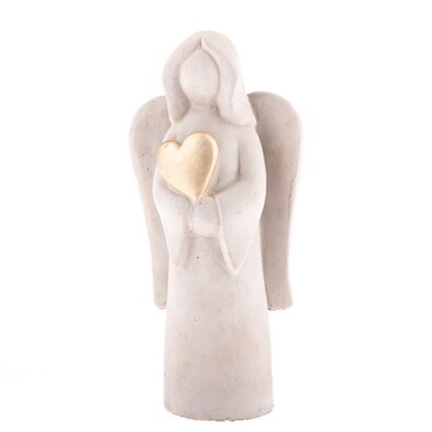 Înger din beton, cu inimă, 19,5 cm