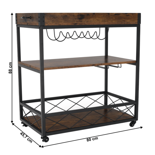 Servierwagen auf Rädern Sandrobraun  ,