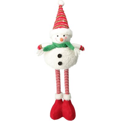 Snowman standing with green scarf, telescopic legs, 57 cm