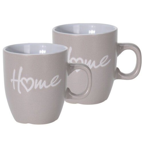 Set de căni din gresie ceramică Home 150 ml, 2 buc, maro deschis