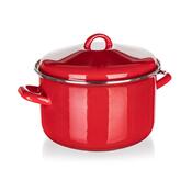 Banquet Milton zománcozott edény fedővel piros , 24 cm, 5,9 l