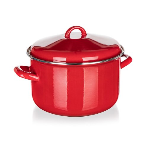 Banquet Emailed pot with lid Milton red, 24 cm,5.9 l