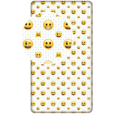 Jerry Fabrics Dziecięce prześcieradło bawełniane Emoji, 90 x 200 cm