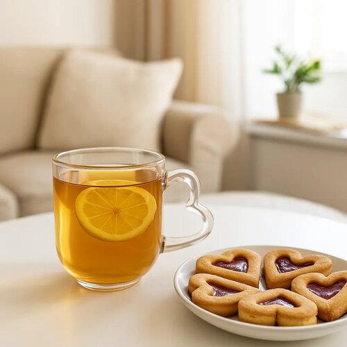 Altom Set of glass mugs Heart, 310 ml, 6 pcs