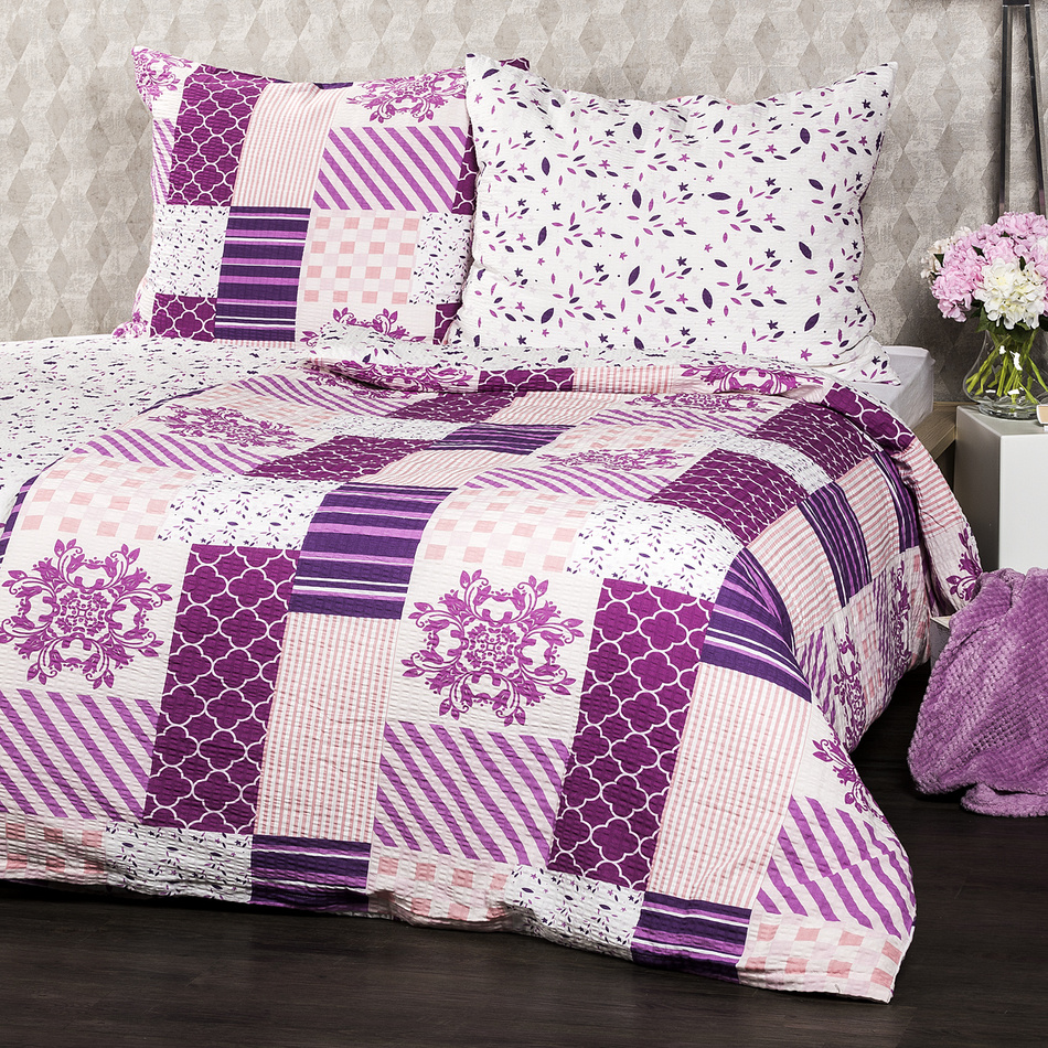 Lenjerie de pat din crep 4Home Patchwork violet, 140 x 200 cm, 70 x 90 cm 140