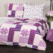 Lenjerie de pat bumbac crep 4Home Patchwork violet, 140 x 220 cm, 70 x 90 cm