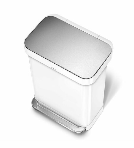 Pedálový odpadkový koš Simplehuman – 55 l, bílá, FPP, kapsa na sáčky - thumb (1)