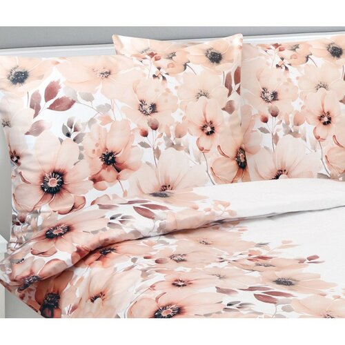 Lenjerie de pat Bellatex Satin Flower salmon , 140x 220 cm, 70 x 90 cm