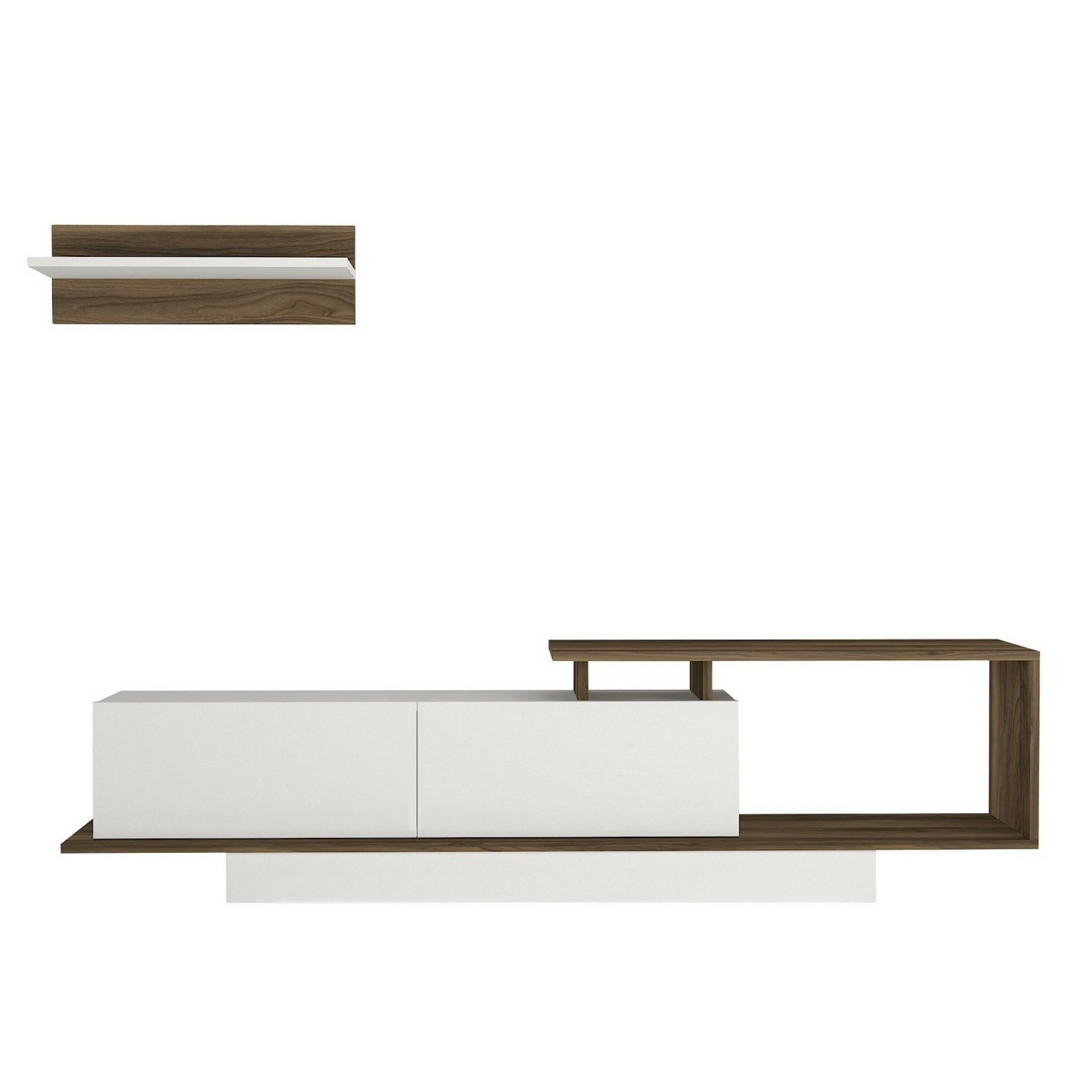 Televizní stolek s poličkou Asos White and Walnut