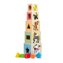 Woody Tower mit fünf Blöcken Tiere, 10,6 x 41 cmFarbenmix,