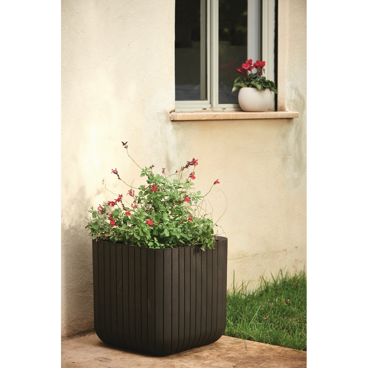 Keter Cube planter Műanyag virágcserép M barna, 30 x 30 x 30 cm, barna termék 2. képe