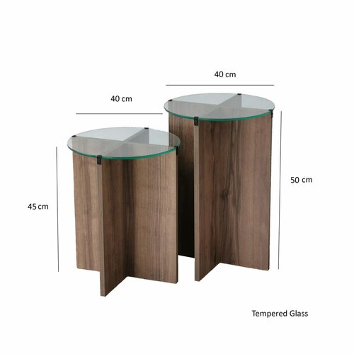 Set de măsuțe auxiliare Lily Walnut, 2 buc.