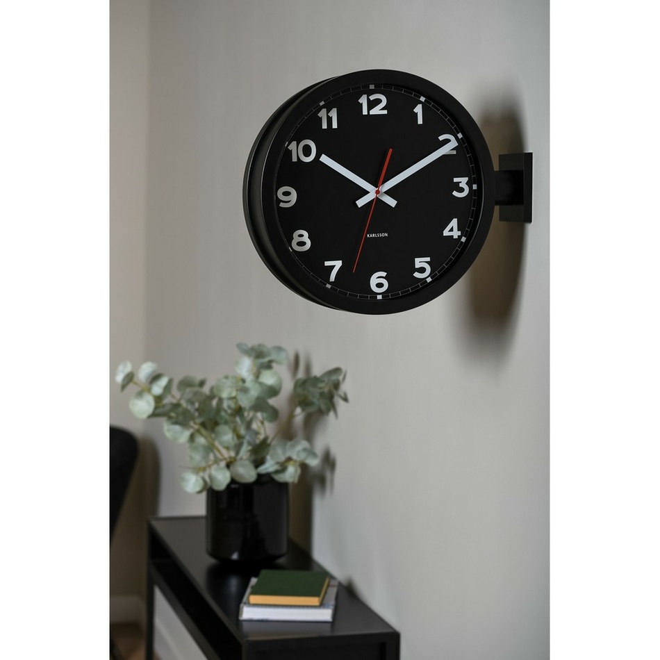 Karlsson 5966BK kétoldalas falióra 38 cm, fekete termék 2. képe