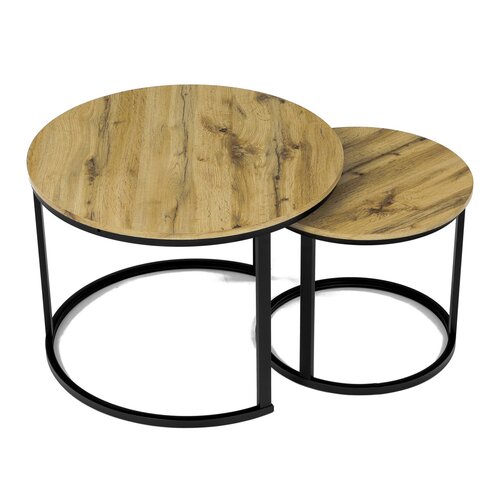 Couchtisch-Set, Wild Eiche, 2 Stück