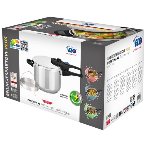 Elo 99266 Tlakový hrnec s napařovacím košíkem Praktika XL 6 l