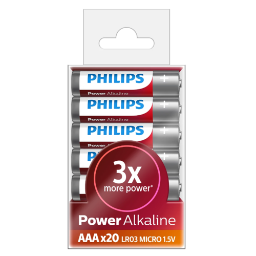 Philips AAA 1,5 V Power Alkaline elem, 20 db