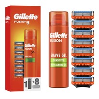 Gillette Głowice wymienne 8 szt. + żel do golenia Fusion5