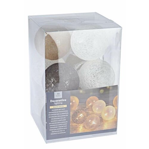 LED svetelná reťaz Livorno, 10 gulí, pr. 6 cm, teplá biela, 1,5 m