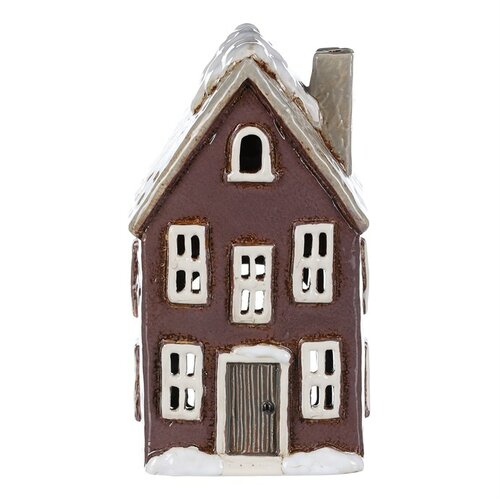 Decorațiuni de Crăciun Căsuță de iarnă cu coș defum, ceramică, violet închis