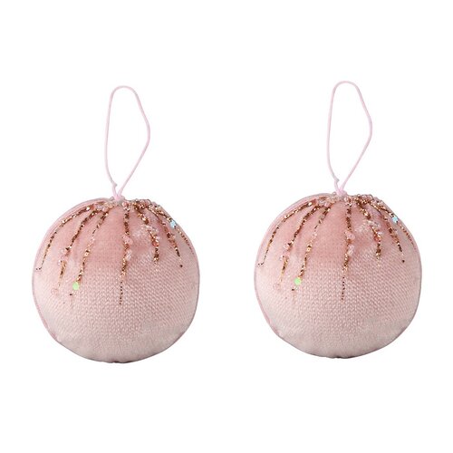 Zestaw aksamitnych ozdób świątecznych Altom „Shiny Balls” 2 szt., różowy