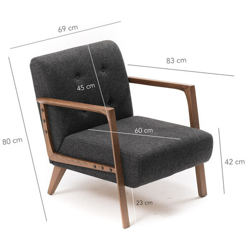 Fotoliu Kemer Dark Grey