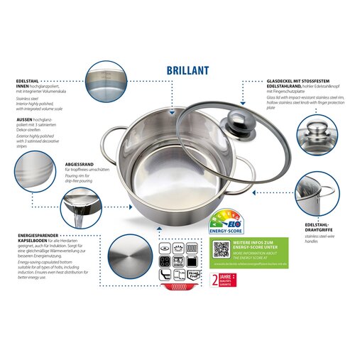 Elo 22624 Basic Lonec iz nerjavečega jeklaBrillant 24 cm, 9 l