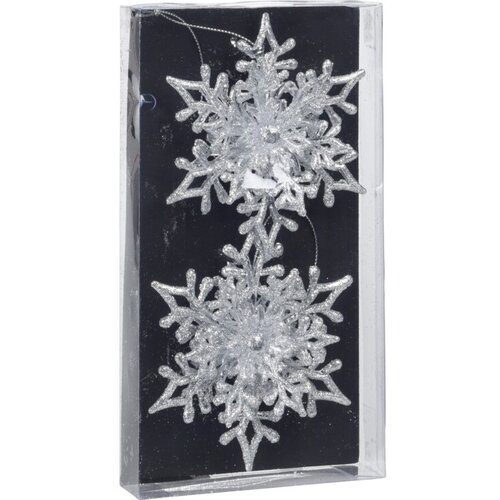 Weihnachtsschmuck-Set Schneeflocke 11 cm, 2 St.,  Silber