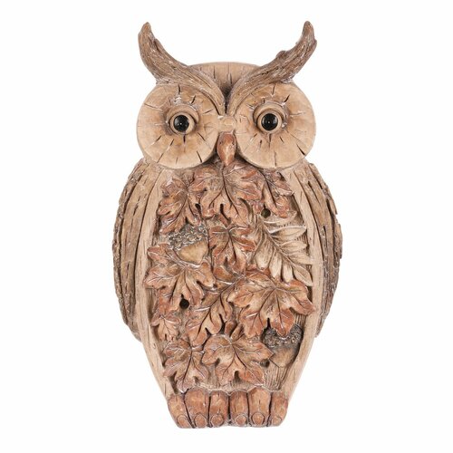 Decorație de toamnă Bufniță cu iluminare, 21 x 12x 37 cm, magneziu, imitație de lemn