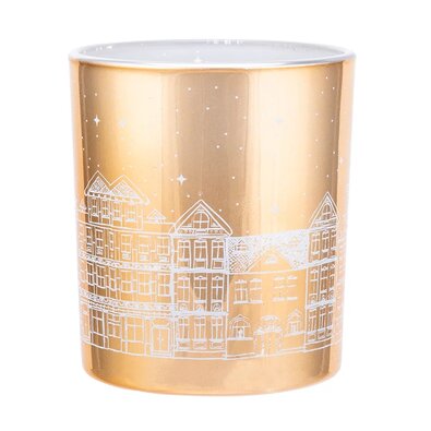 Altom Sfeșnic din sticlă Winter town auriu,diametru 9 x 10 cm