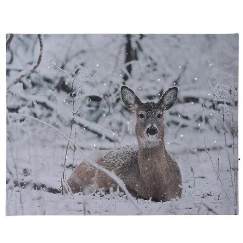 LED Obraz na płótnie Deer in winter, 40 x 30 cm