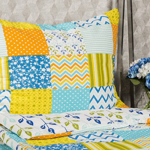 Lenjerie de pat din crep 4Home Patchwork blue, 140 x 220 cm, 70 x 90 cm