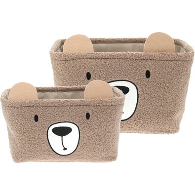 Set de coșuri de depozitare Hatu pentru copiiUrsuleț, 2 bucăți, gri