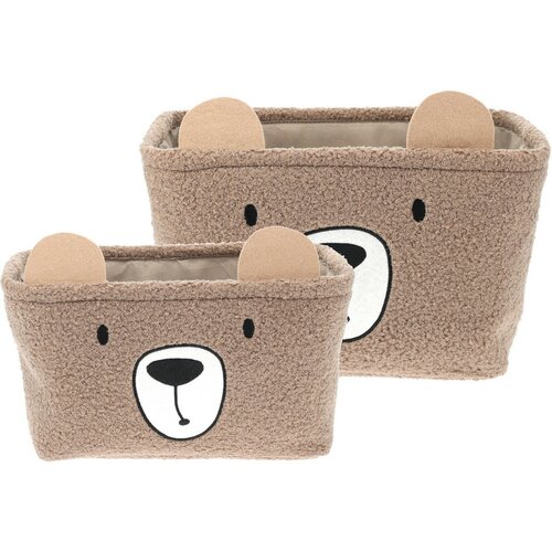 Set de coșuri de depozitare Hatu pentru copiiUrsuleț, 2 bucăți, gri