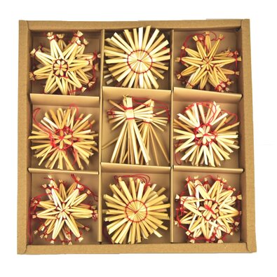 Set of straw decorations with angels, 36 pcs
