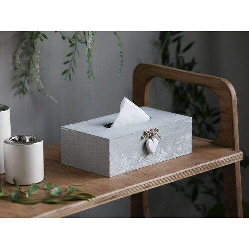 Box na vreckovky Love Winter sivá, 25,5 x 8,5 cm