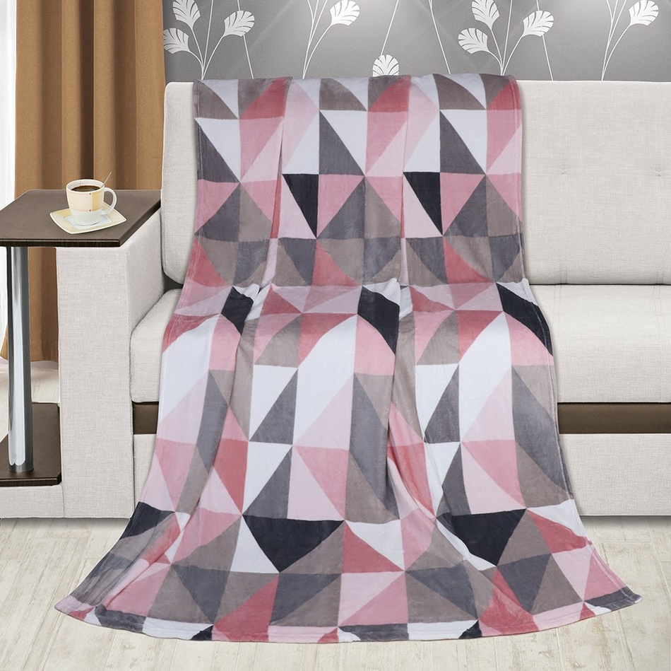 Poza Patura Bellatex Kemping Plus Triunghiuri, roz, 150 x 200 cm