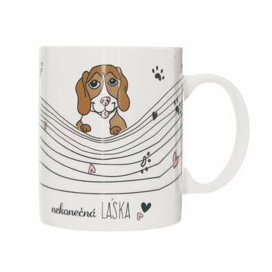 Orion Keramischer Becher Endless Love Hund, 0,35 l + Geschenk Socken