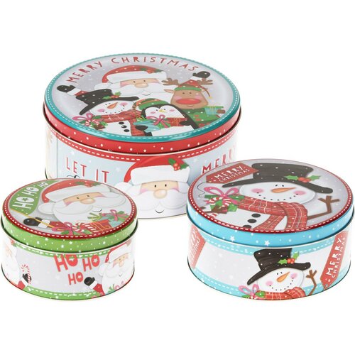 Set mit 3 Weihnachtsblechdosen Santa's Friends