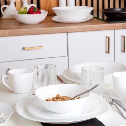 Altom Set plitkih krožnikov iz opalnega steklaWhite harmony 28 cm, 6 kosov