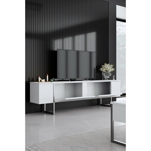 Măsuță TV Luxe Alb și Argintiu