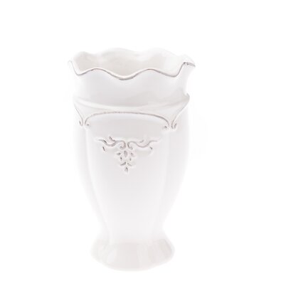 Vallada kerámia váza, fehér, 11 x 18 x 11 cm