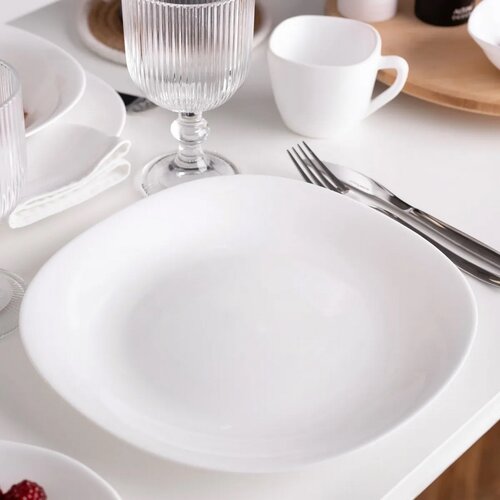 Set de farfurii întinse din sticlă opal Altom  White harmony 28 cm, 6 buc