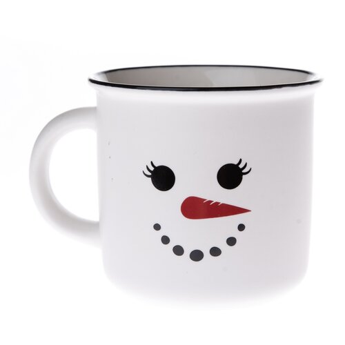 Weihnachtstasse aus Porzellan Snowman´s face weiß, 380 ml