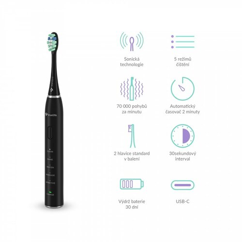 TrueLife Sonická zubná kefka SonicBrush Clean30, čierna