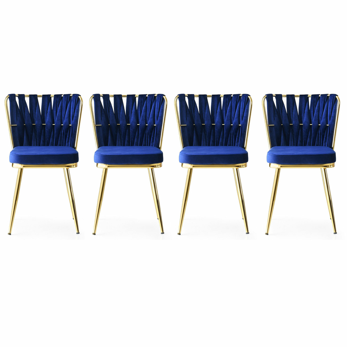 Sada jídelních židlí Kusakli Navy Blue and Gold, 4 ks, 4 ks